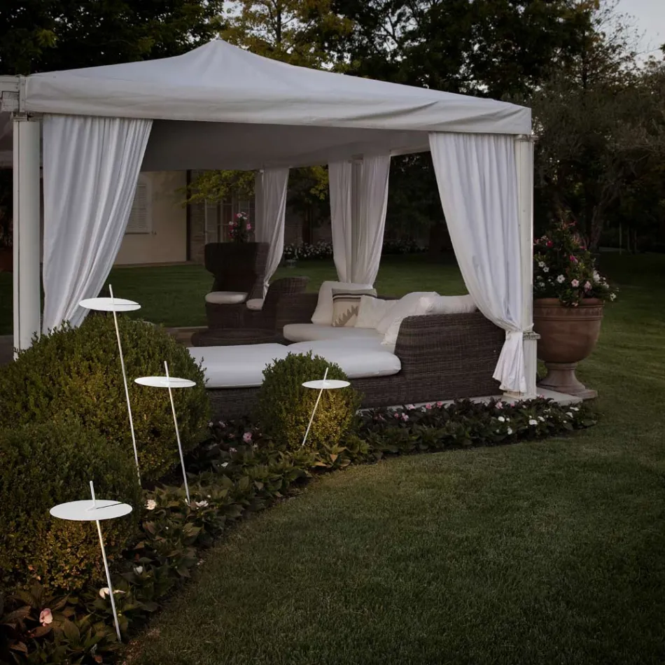 Tuinlamp Aluminium Wit Design met Waterlelieblad - Cipriam Viadurini