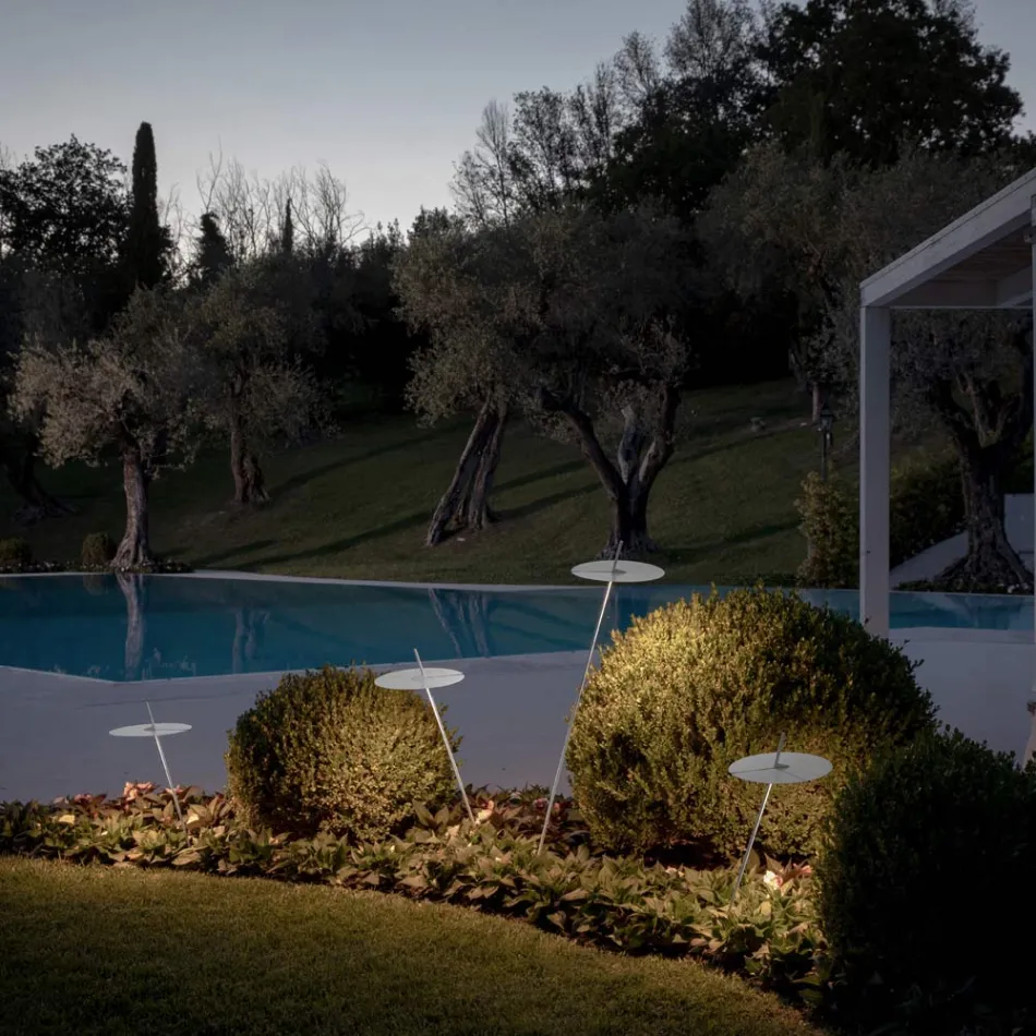 Tuinlamp Aluminium Wit Design met Waterlelieblad - Cipriam Viadurini