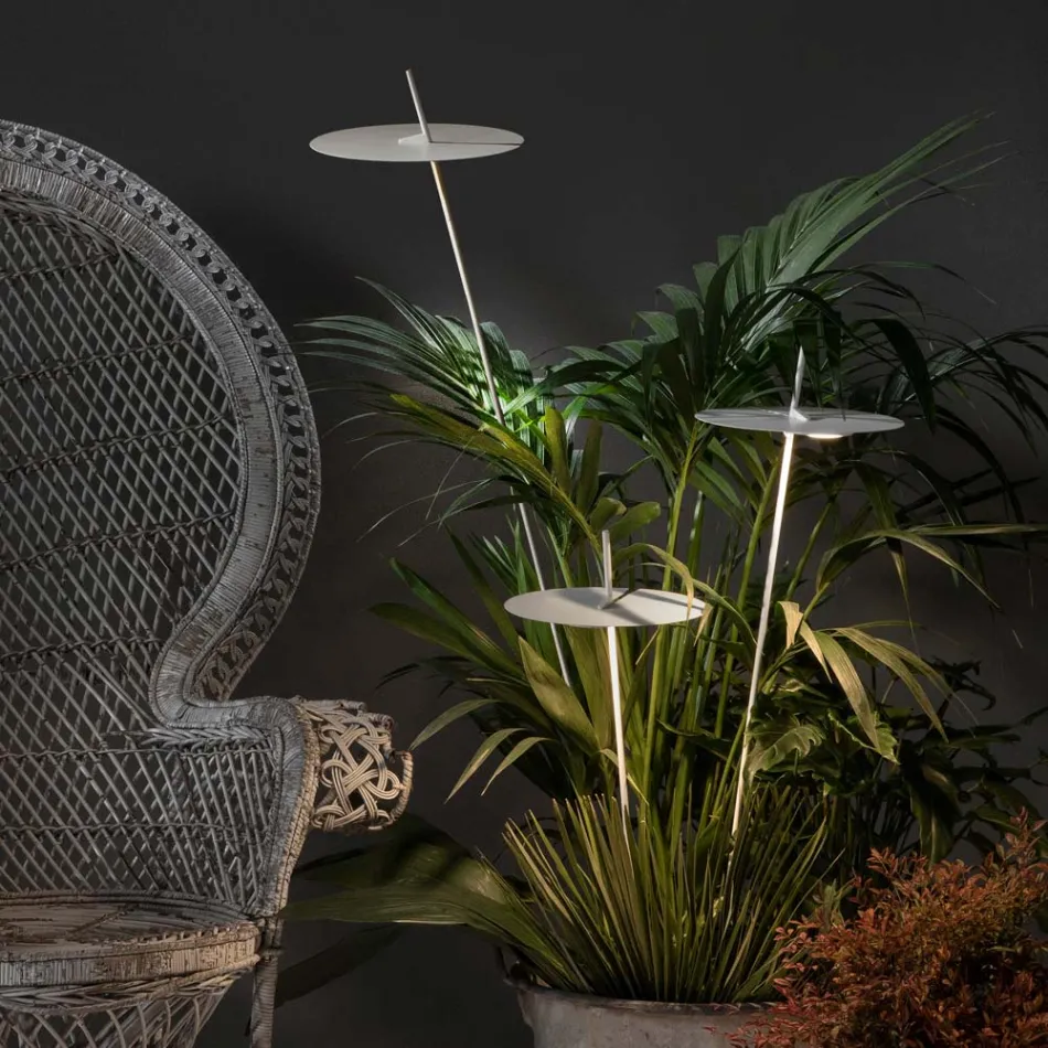 Tuinlamp Aluminium Wit Design met Waterlelieblad - Cipriam Viadurini