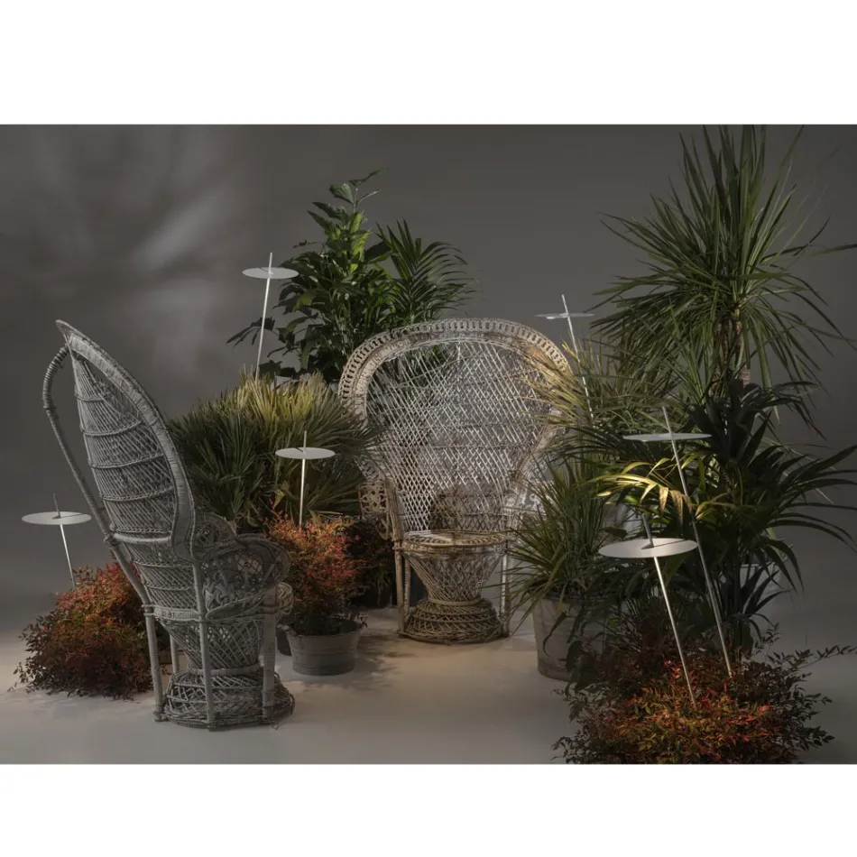 Tuinlamp Aluminium Wit Design met Waterlelieblad - Cipriam Viadurini