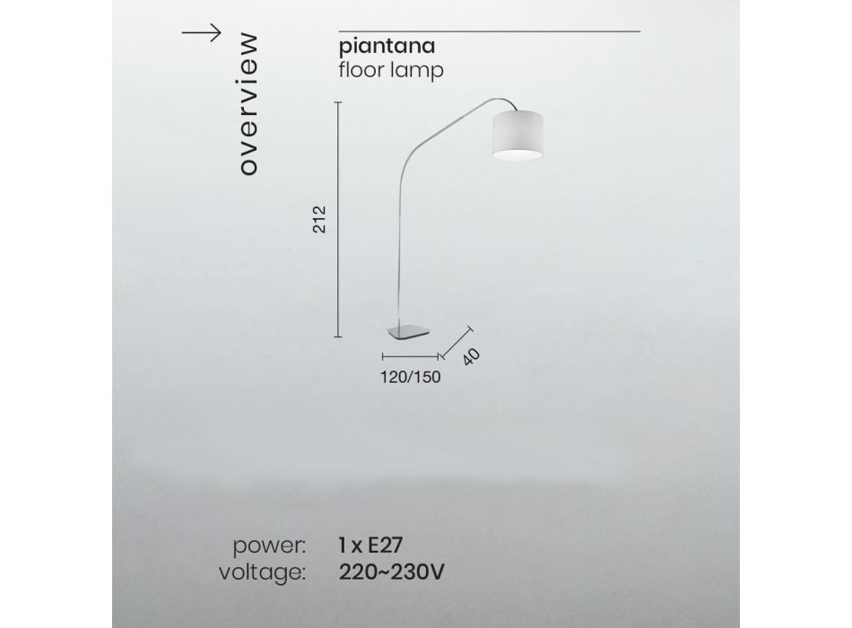Metalen vloerlamp met pvc-scherm bedekt met stof - Igeo Viadurini