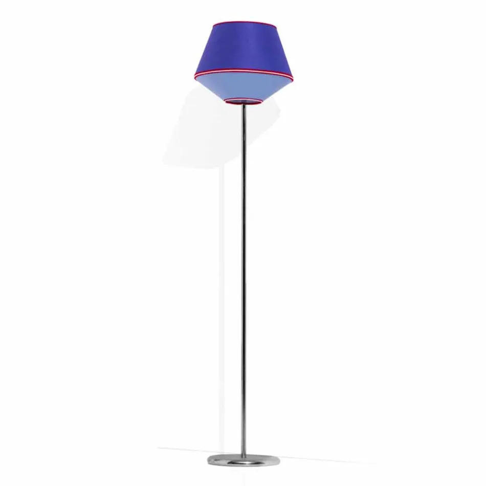 Staande lamp van verchroomd metaal met stoffen lampenkap Made in Italy - Soja Viadurini