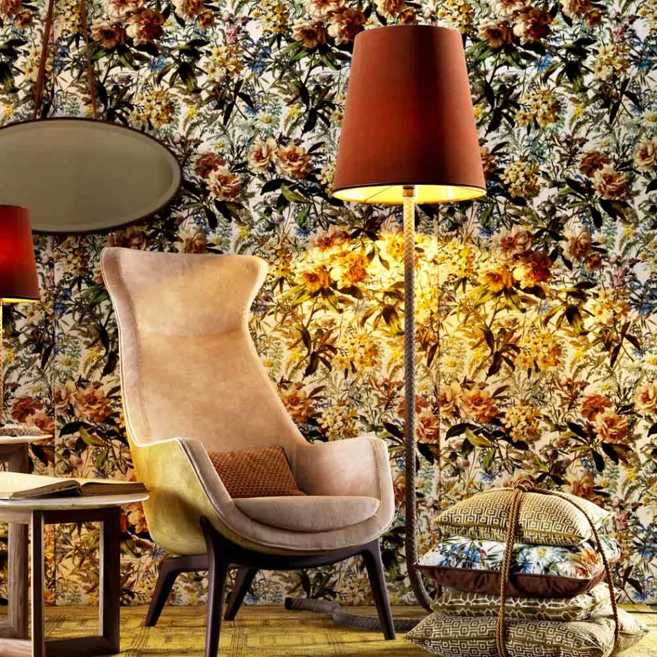 Grilli Snake metalen en stoffen vloerlamp gemaakt in Italië Viadurini