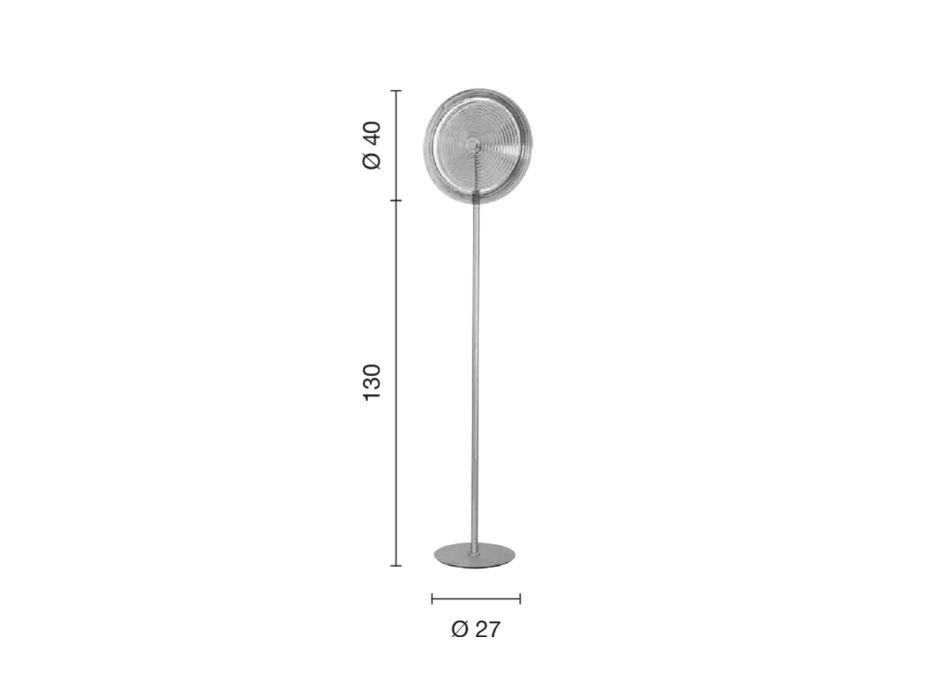 Vloerlamp van metaal en glas versierd met concentrische lijnen - Hackberry Viadurini