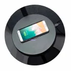 Staande lamp in zwart metaal en rotan met plank Made in Italy - Livia Viadurini