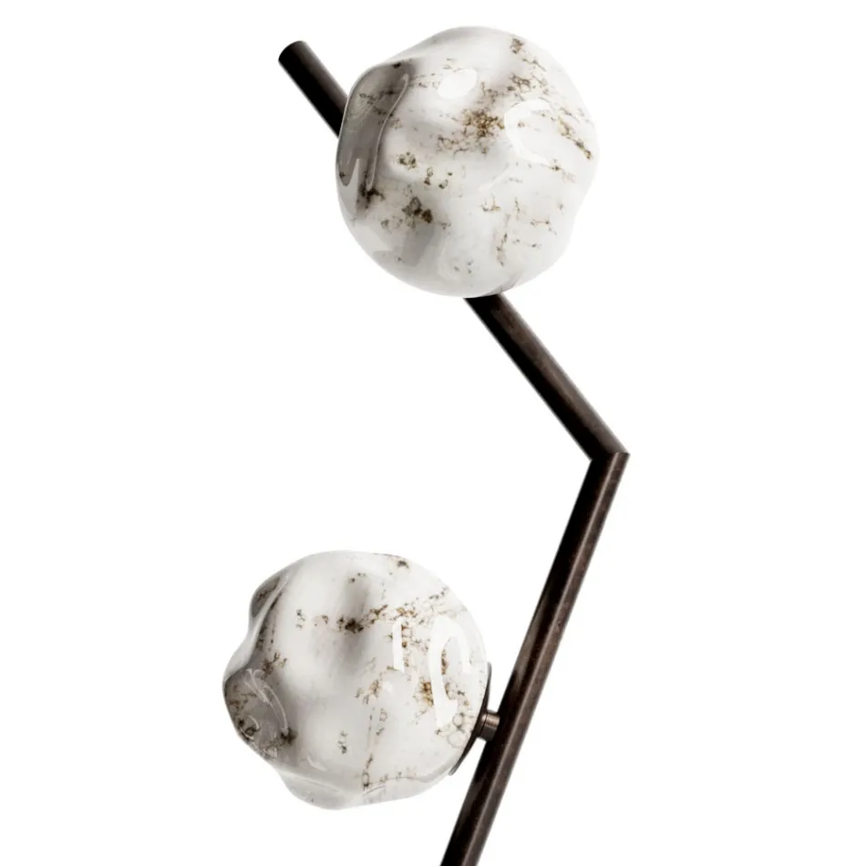 Vloerlamp in donker messing en steenglas Made in Italy - Bottega Viadurini