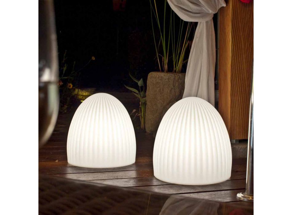 Staande lamp in wit kunststof met LED-, Solar- of E27-design - Massostar Viadurini