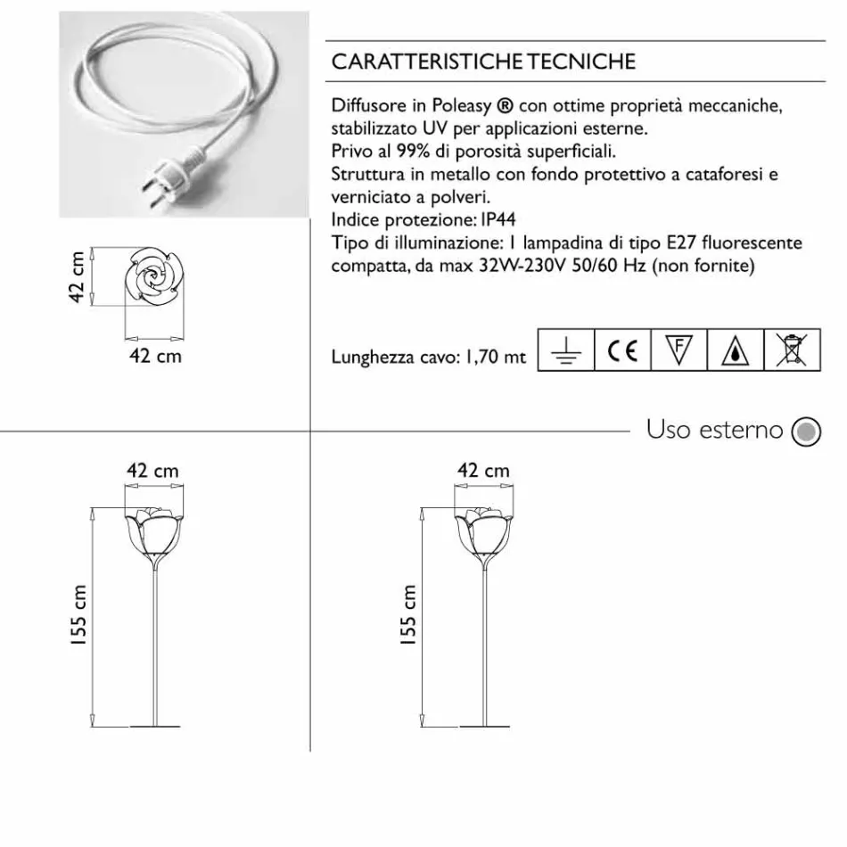 Bloem design kunststof vloerlamp voor buiten - Baby Love van Myyour Viadurini