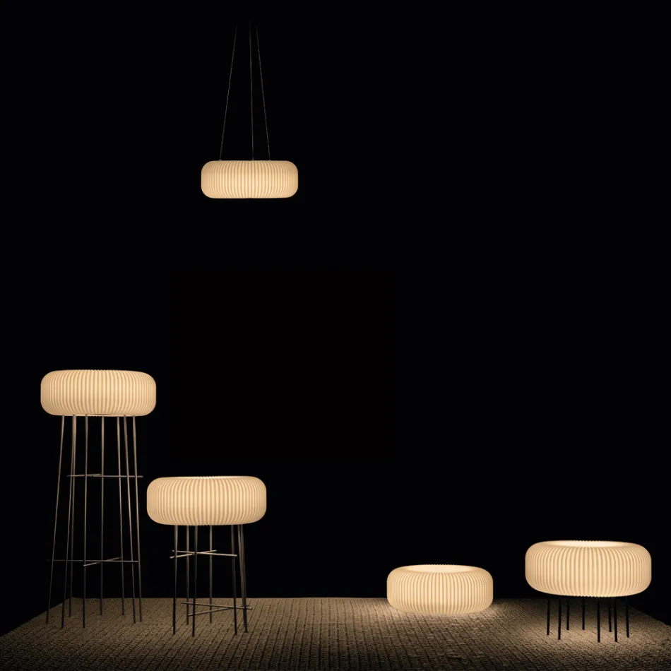 Albasten polyethyleen buitenvloerlamp, gemaakt in Italië - Disco Viadurini