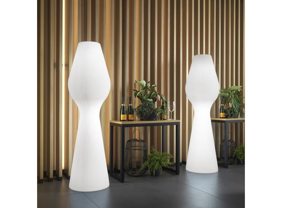 Vloerlamp in wit polyethyleen met LED Made in Italy - Reyes Viadurini