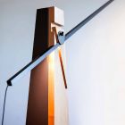 Staande lamp in massief eiken en staal Made in Italy, kostbaar - Calisto Viadurini