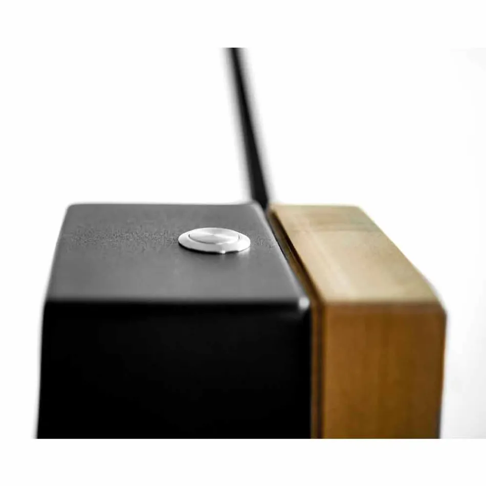 Staande lamp in massief eiken en staal Made in Italy, kostbaar - Calisto Viadurini