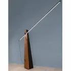 Staande lamp in massief eiken en staal Made in Italy, kostbaar - Calisto Viadurini