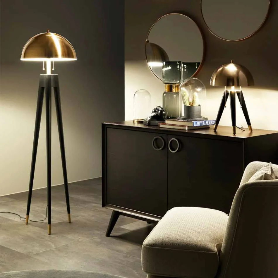 Moderne vloerlamp in metaal en geborsteld messing Made in Italy - Peter Viadurini
