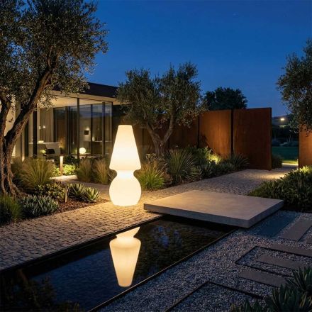 Alvarez staande buitenlamp met LED-verlichting, gemaakt van polyethyleen in Italië. Viadurini