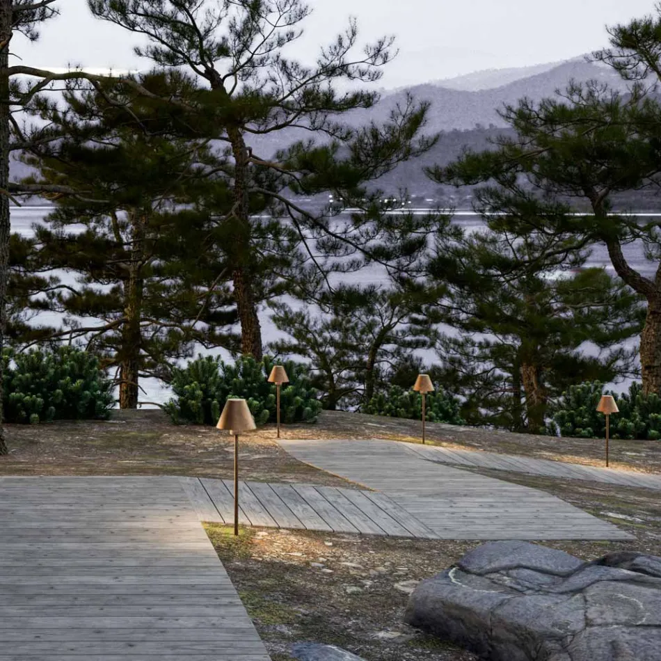 Buitenvloerlamp in messing en koper Made in Italy - Sword Viadurini