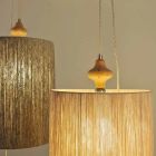Vloer- / hanglamp in hout en zandkleur Bois wol Viadurini