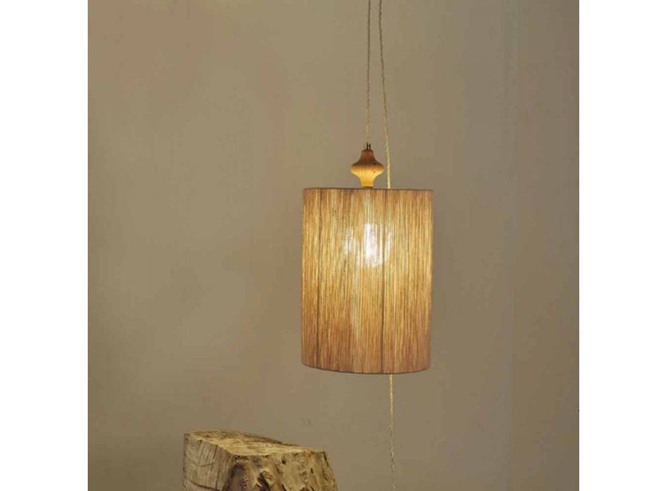 Vloer- / hanglamp in hout en zandkleur Bois wol Viadurini
