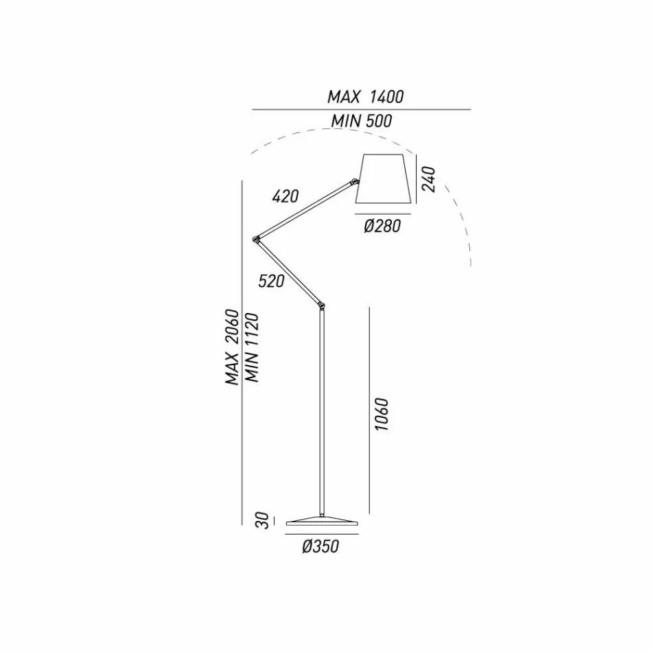 Beweegbare vloer lamp industriële stijl Reporter Il Fanale Viadurini