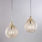 Atlas glazen en metalen designlamp met kristallen hangers Viadurini