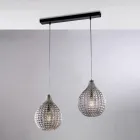 Atlas glazen en metalen designlamp met kristallen hangers Viadurini