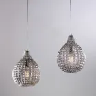 Atlas glazen en metalen designlamp met kristallen hangers Viadurini