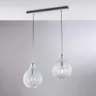 Atlas glazen en metalen designlamp met kristallen hangers Viadurini