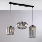 3-lichts lamp met zwart glazen en metalen design voor - Tucana Viadurini
