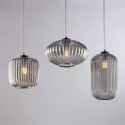 3-lichts lamp met zwart glazen en metalen design voor - Tucana Viadurini