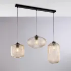 3-lichts lamp met zwart glazen en metalen design voor - Tucana Viadurini