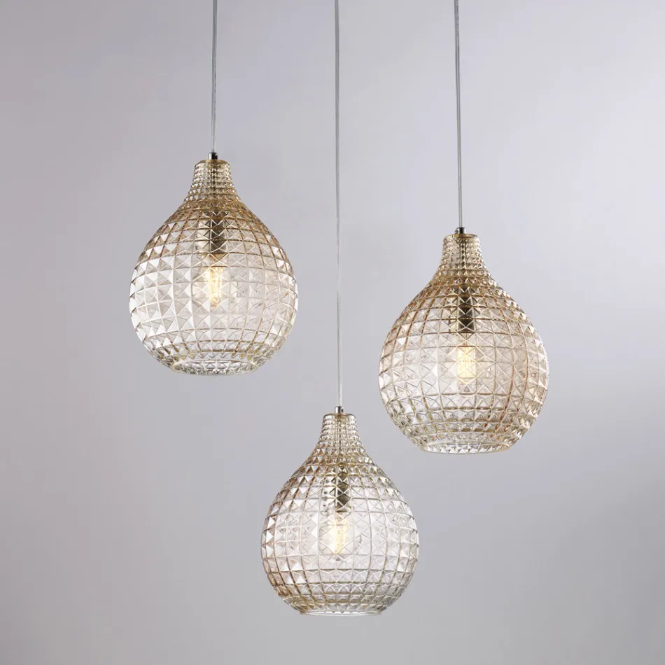 Designlamp van glas en metaal, gemaakt in Italië, voor een stijlvolle inrichting - Atlas Viadurini