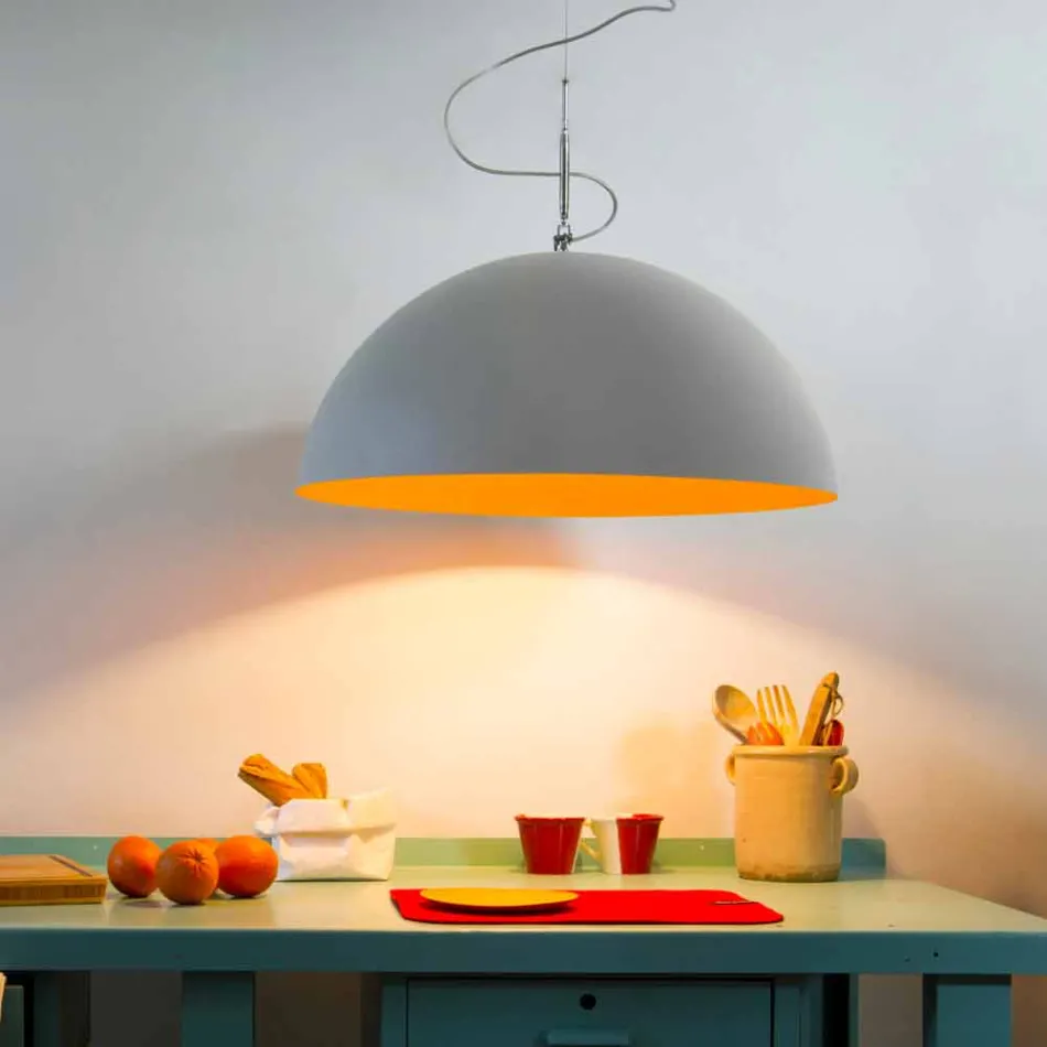 Hangende designlamp In-es.artdesign Half Moon Cement verf Viadurini
