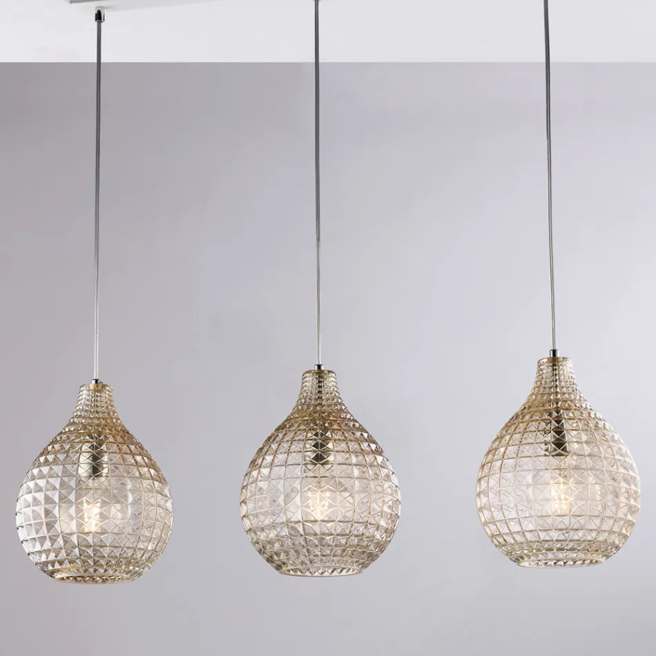 Elegante lamp van glas en metaal, gemaakt in Italië, voor verfijnde interieurs - Atlas Viadurini