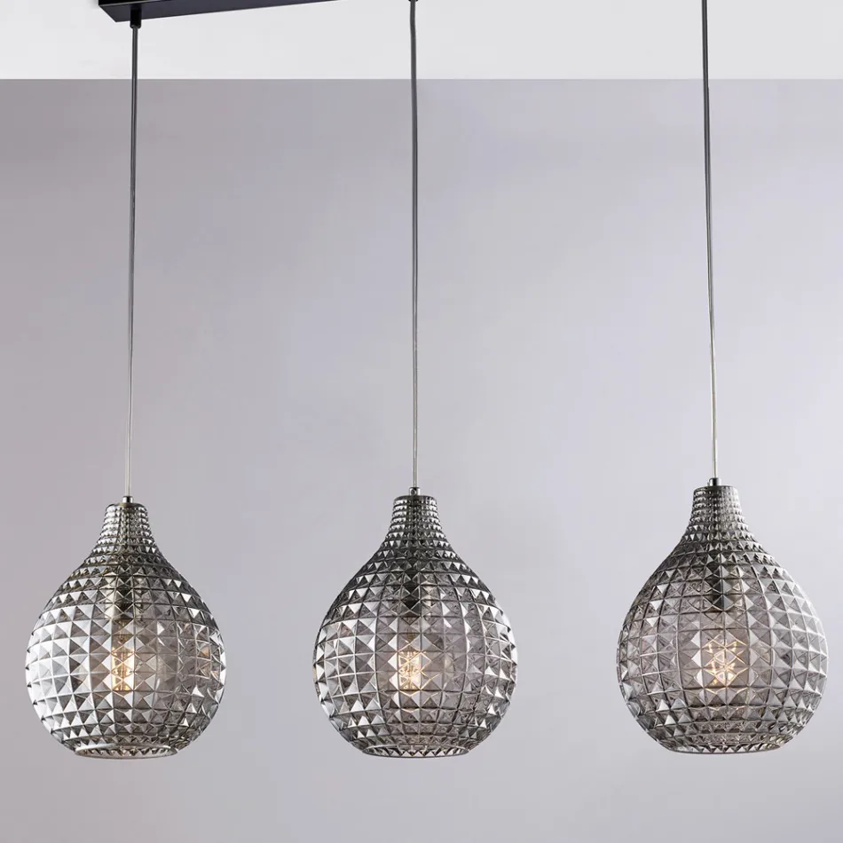 Elegante lamp van glas en metaal, gemaakt in Italië, voor verfijnde interieurs - Atlas Viadurini