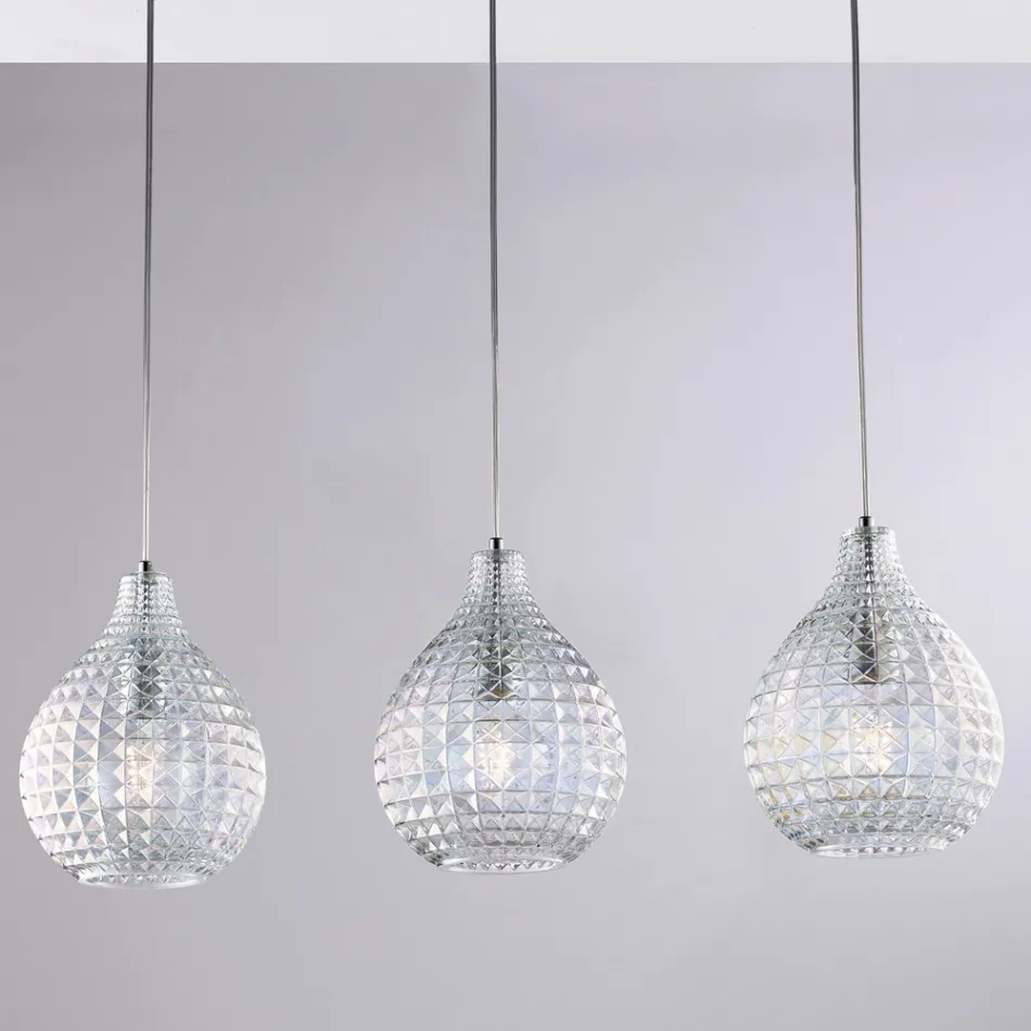 Elegante lamp van glas en metaal, gemaakt in Italië, voor verfijnde interieurs - Atlas Viadurini