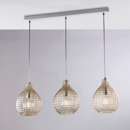 Elegante lamp van glas en metaal, gemaakt in Italië, voor verfijnde interieurs - Atlas Viadurini