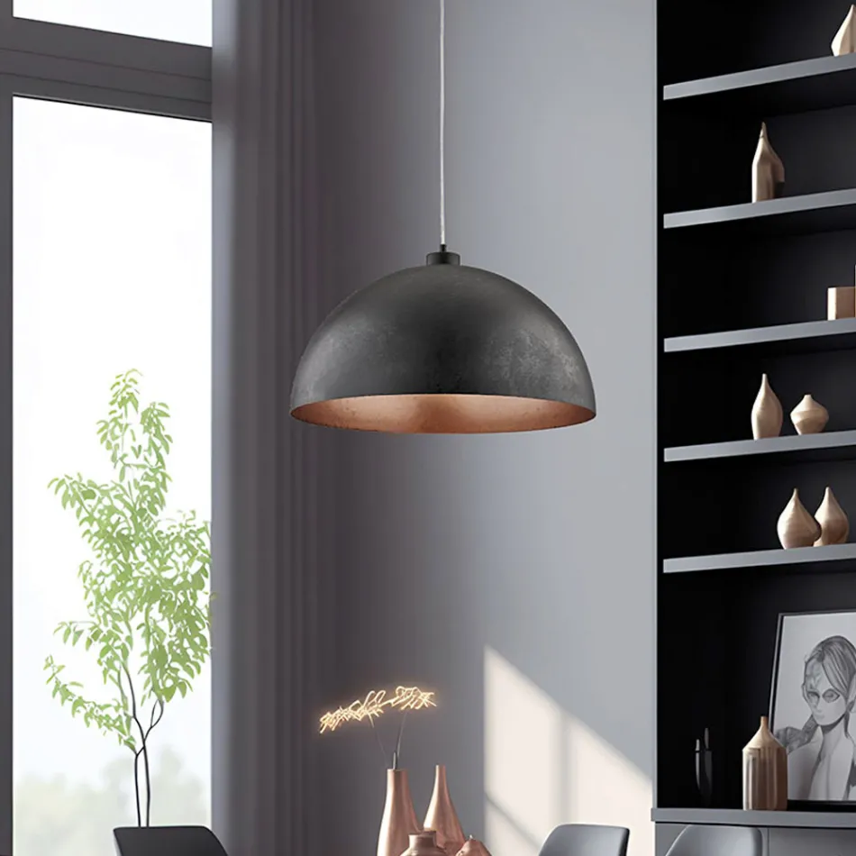Elegante lamp van glas en metaal, gemaakt in Italië, voor verfijnde interieurs - Deneb Viadurini