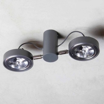 Aluminium lamp met 2 verstelbare lampen, handgemaakt gemaakt in Italië - Gemina