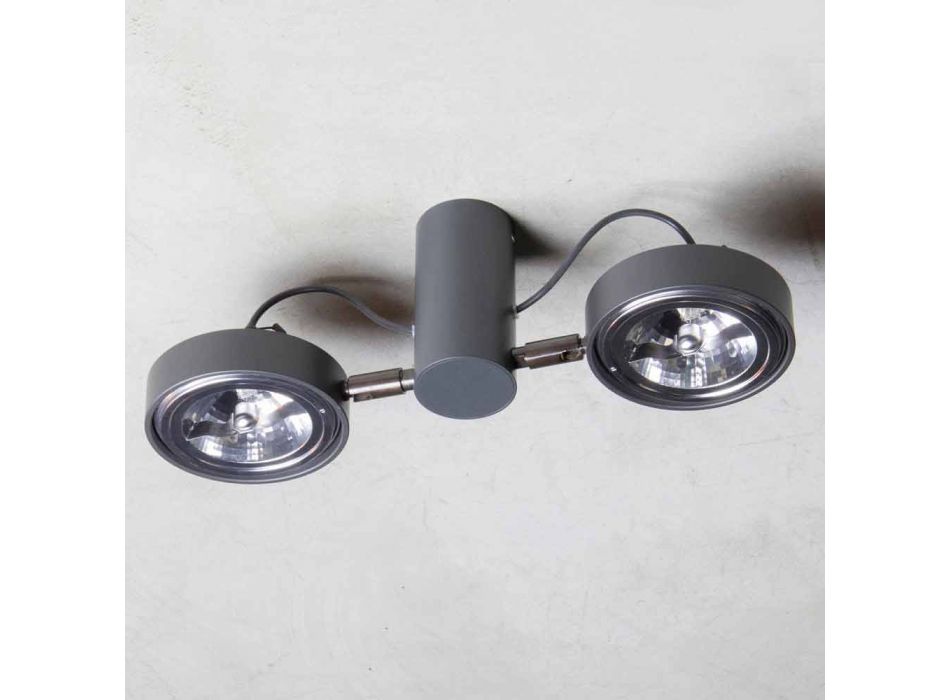 Aluminium lamp met 2 verstelbare lampen, handgemaakt gemaakt in Italië - Gemina Viadurini