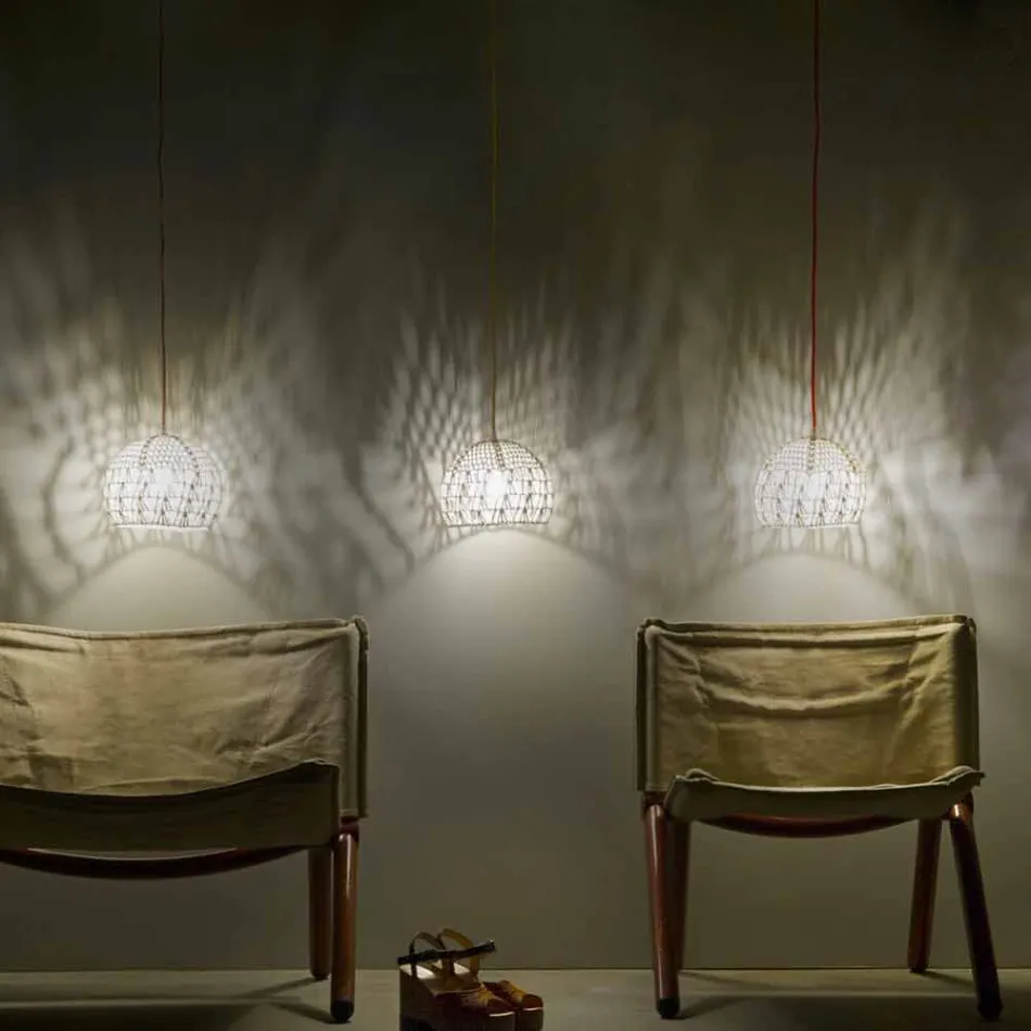 Lamp in katoen en viscose opgehangen In-es.artdesign Moderne textuur Viadurini