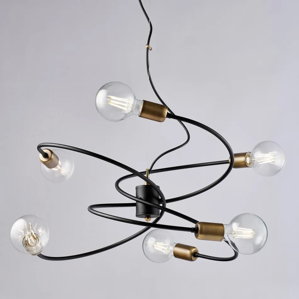 Glazen en metalen lamp, gemaakt in Italië – Venere Viadurini