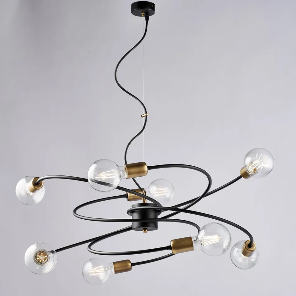 Glazen en metalen lamp, gemaakt in Italië – Venere Viadurini