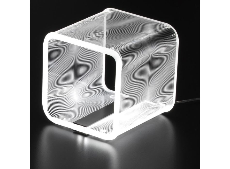 Ledlamp in transparant acrylkristal laserdecor - Robiola Viadurini
