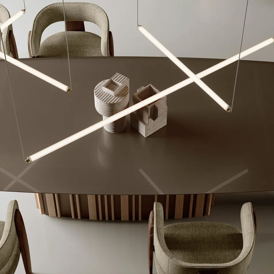 Moderne LED-lamp van geribbeld glas met een exclusief design, gemaakt in Italië - Lys Viadurini