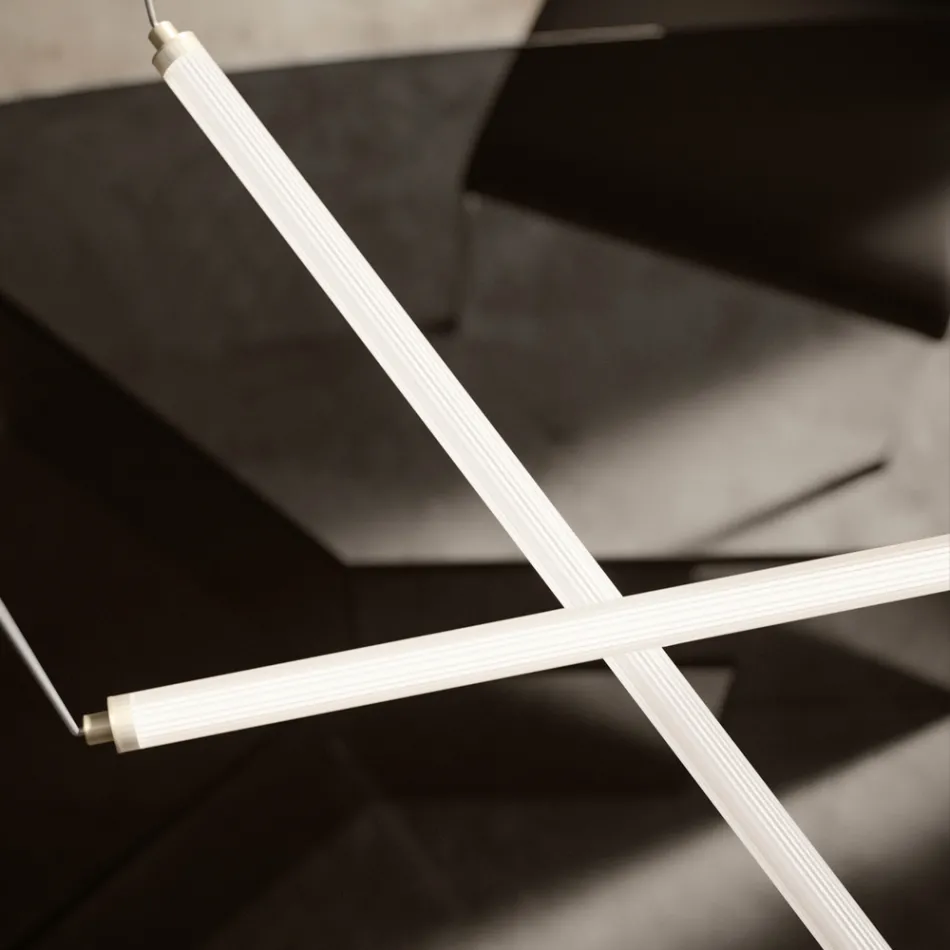 Moderne LED-lamp van geribbeld glas met een exclusief design, gemaakt in Italië - Lys Viadurini