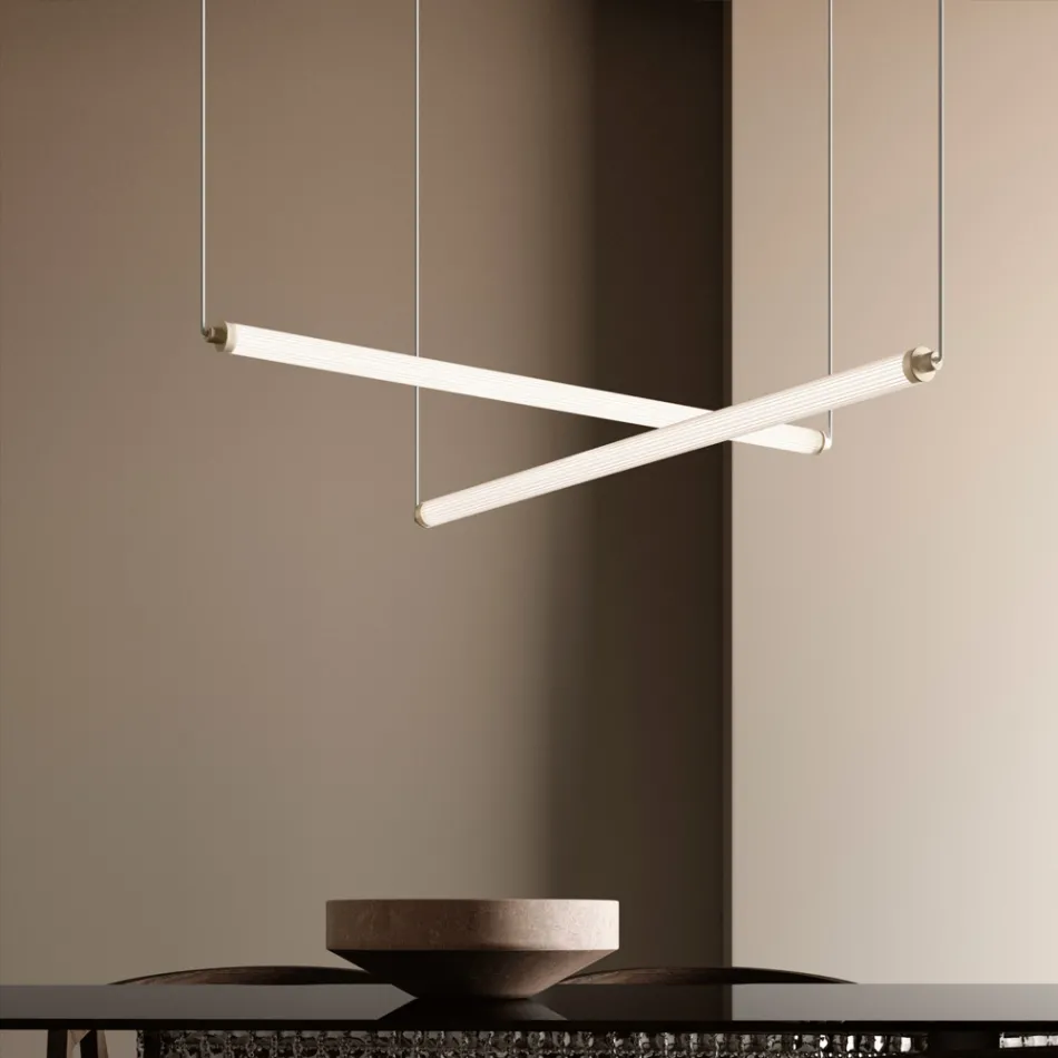 Moderne LED-lamp van geribbeld glas met een exclusief design, gemaakt in Italië - Lys Viadurini