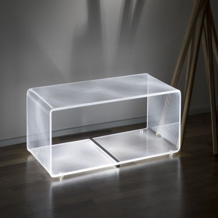 Ledlamp Lichtgevend transparant acryl salontafel Laserdecor - Robiola Viadurini