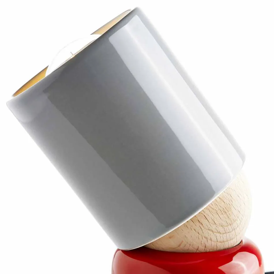 Moderne tafellamp gemaakt van keramiek en beukenhout gemaakt in Italië Azië Viadurini