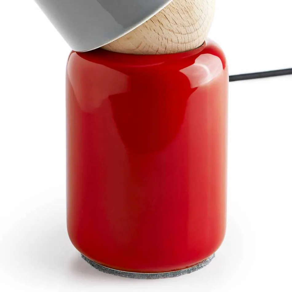 Moderne tafellamp gemaakt van keramiek en beukenhout gemaakt in Italië Azië Viadurini