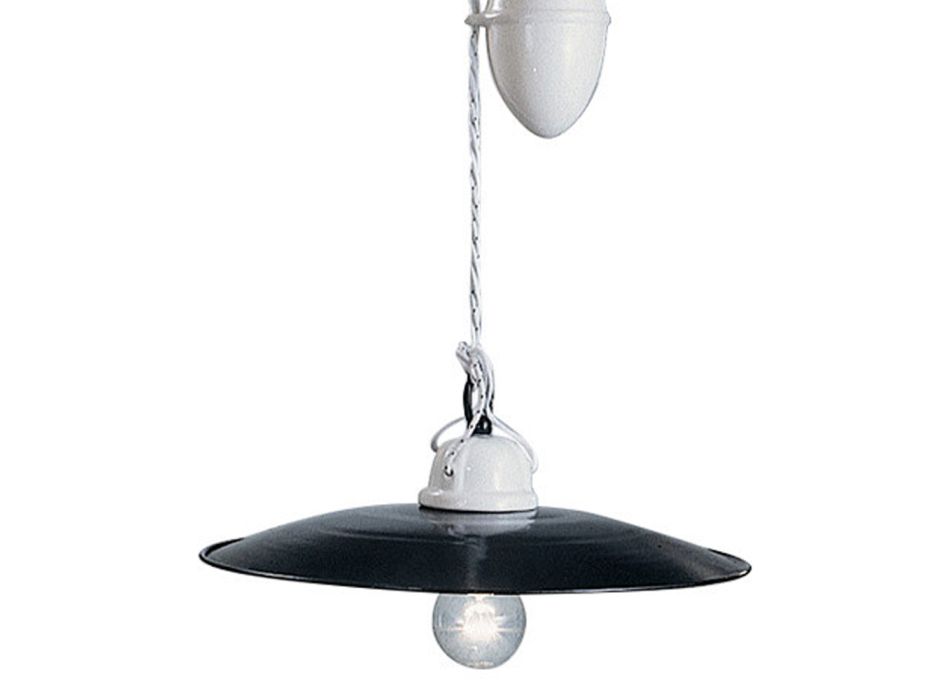 Hangende ups en downs lamp in wit keramiek en zwart metaal - power Viadurini